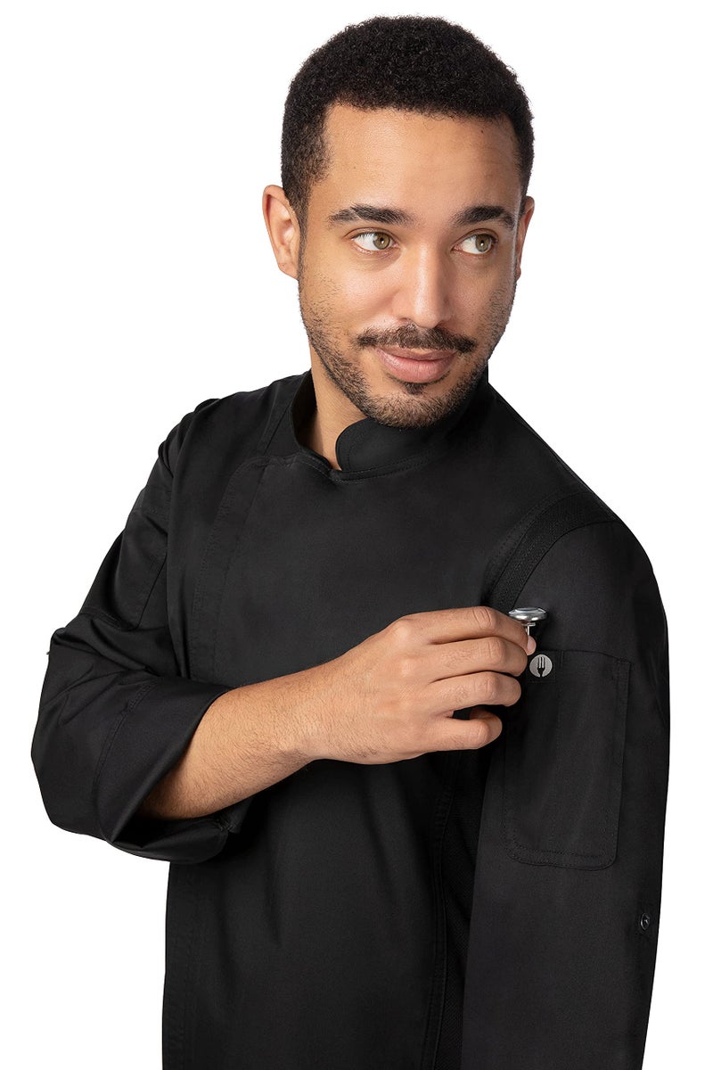 Chef Works Unisex Sustainable Hartford Chef Coat, Black, Small - Image 4